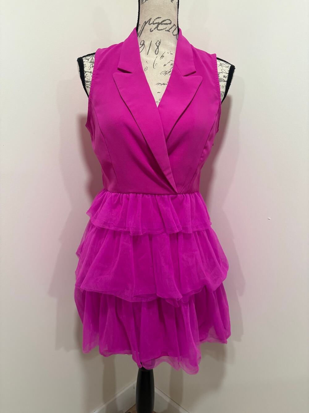 TCEC Hot Pink Ruffled Party Dress Size Small